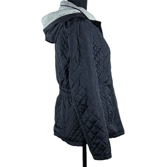 CiSono Women's Winter Quilted Hooded Jacket - Black - Size Large - Picture 4 of 5